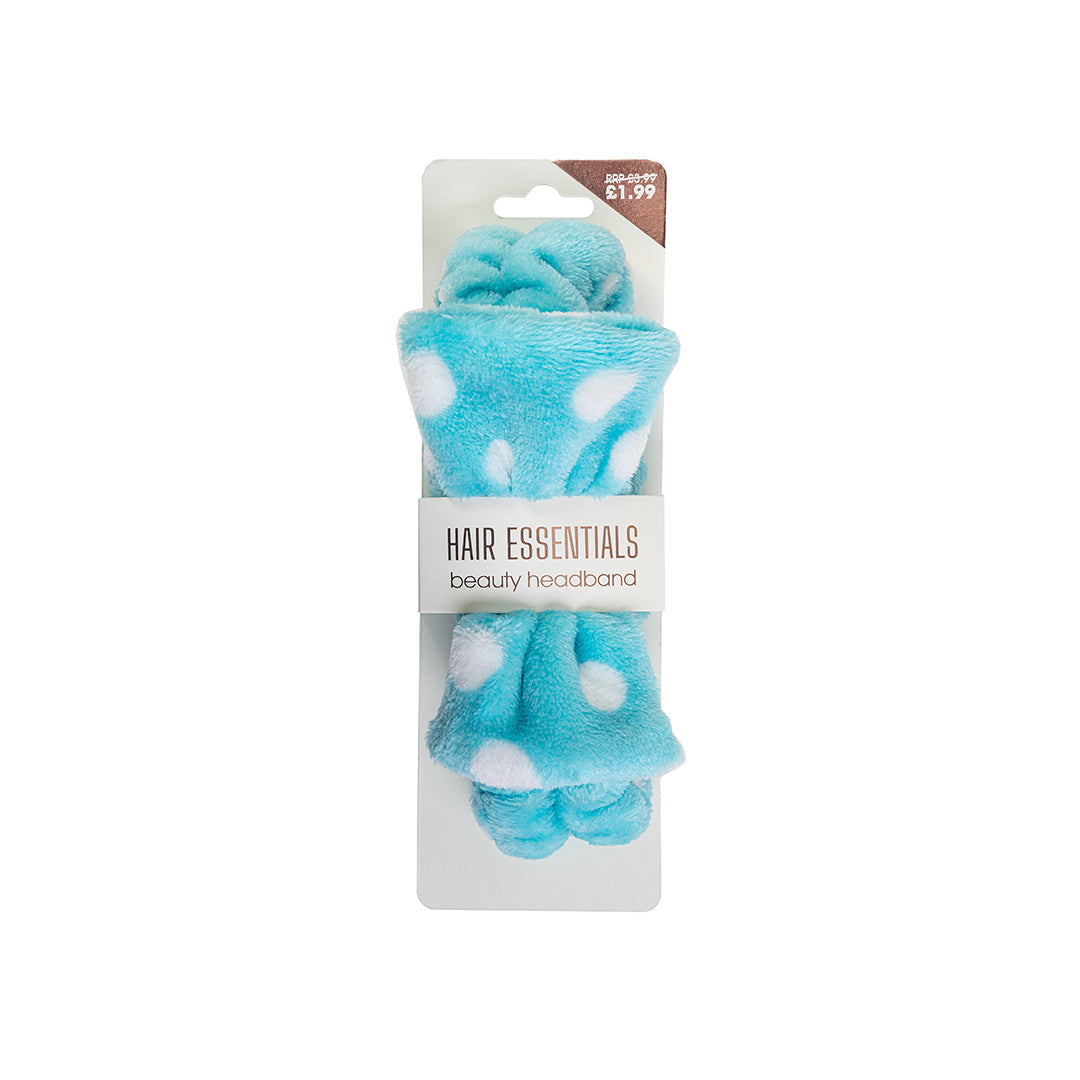 Beauty Outlet Bow Headband Blue & White Polka BEAU658