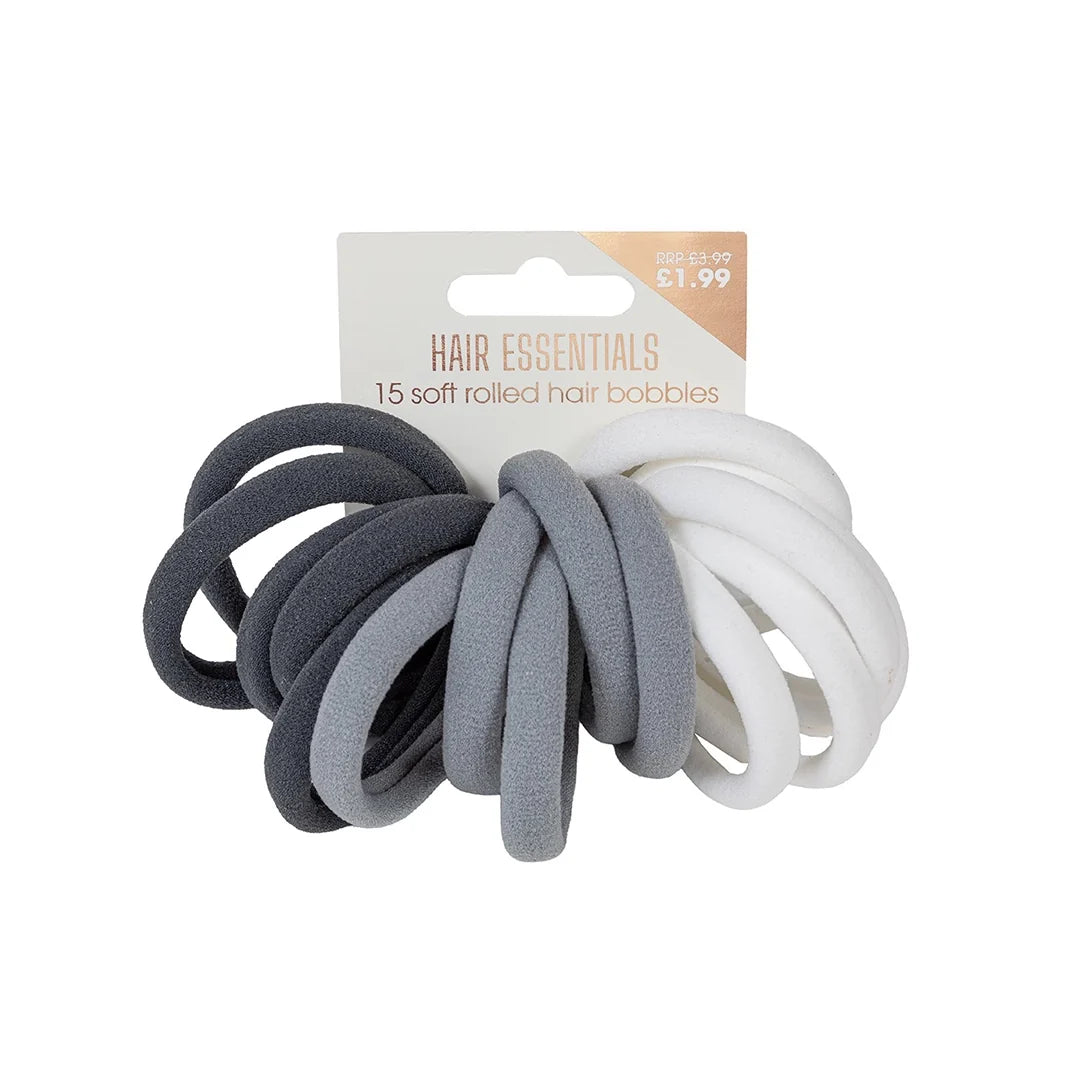 Beauty Outlet 15PC Soft Rolled Monochrome Elastics BEAU806