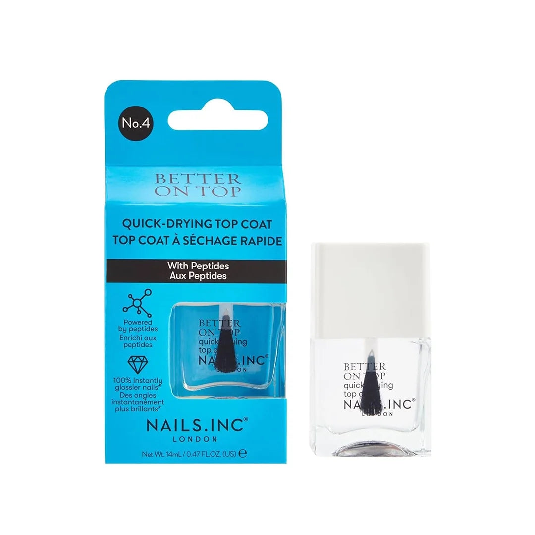 Nails Inc Better On Top Quick Drying Top Coat 14ml With Peptides