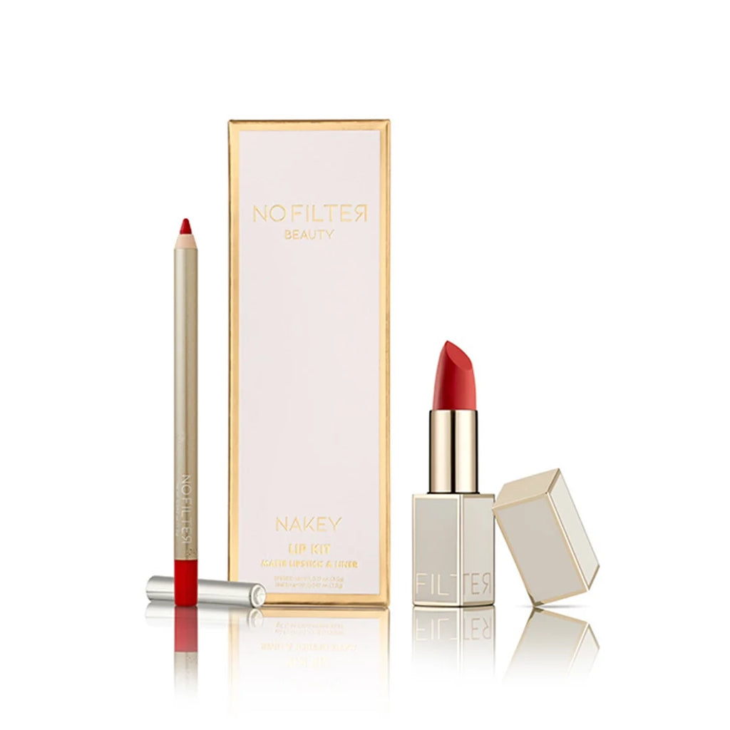 No Filter Beauty Lip Kit With Matte Lipstick & Liner Red Carpet