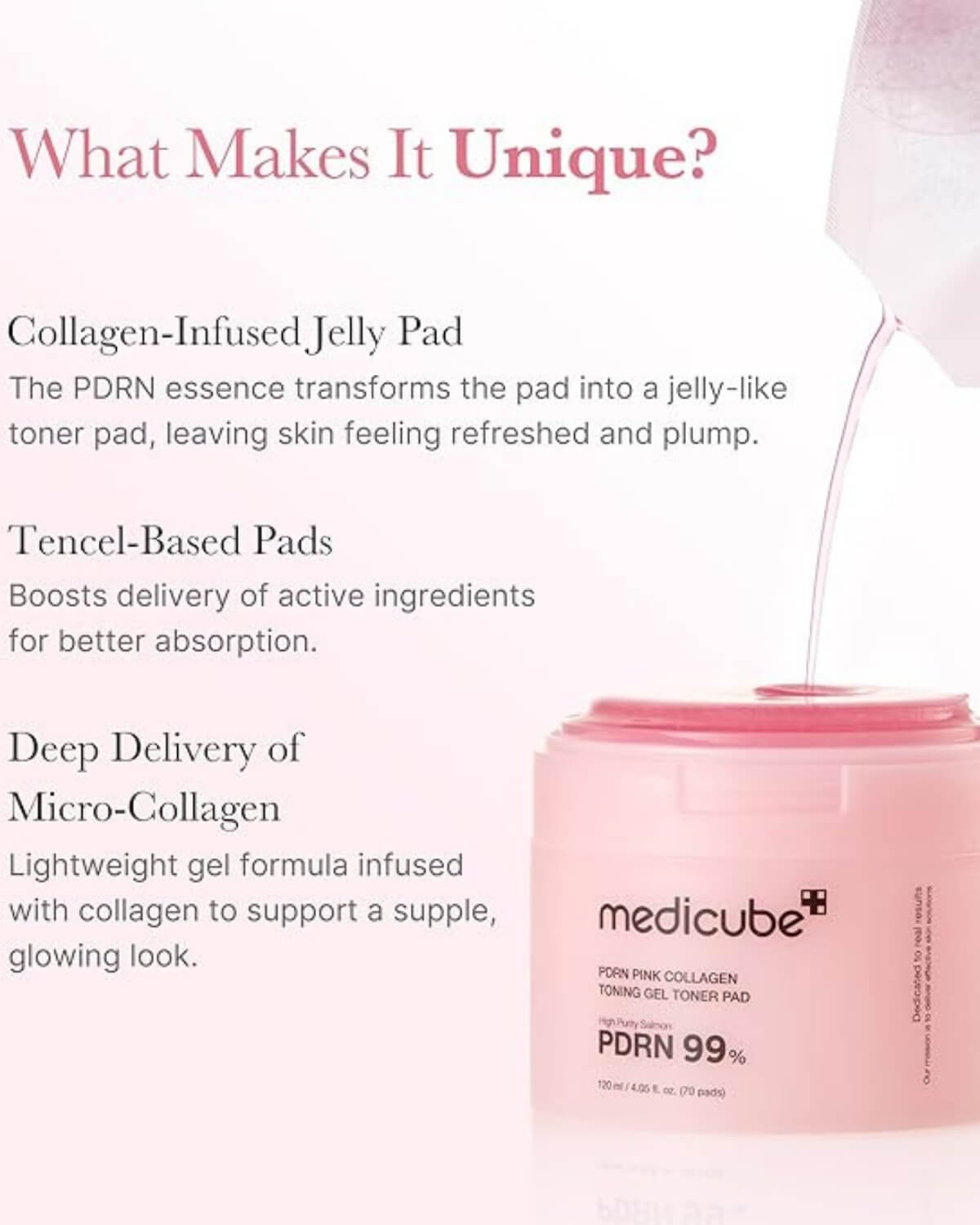 Medicube PDRN Pink Collagen Toning Gel Toner Pad