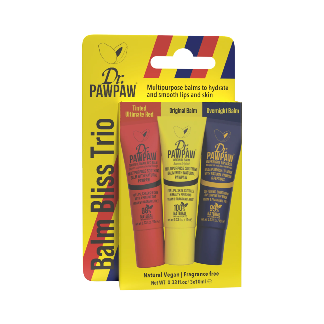 Dr Paw Paw Balm Bliss Trio Ultimate Red Balm, Original Balm & Overnight Lip Mask 10ml