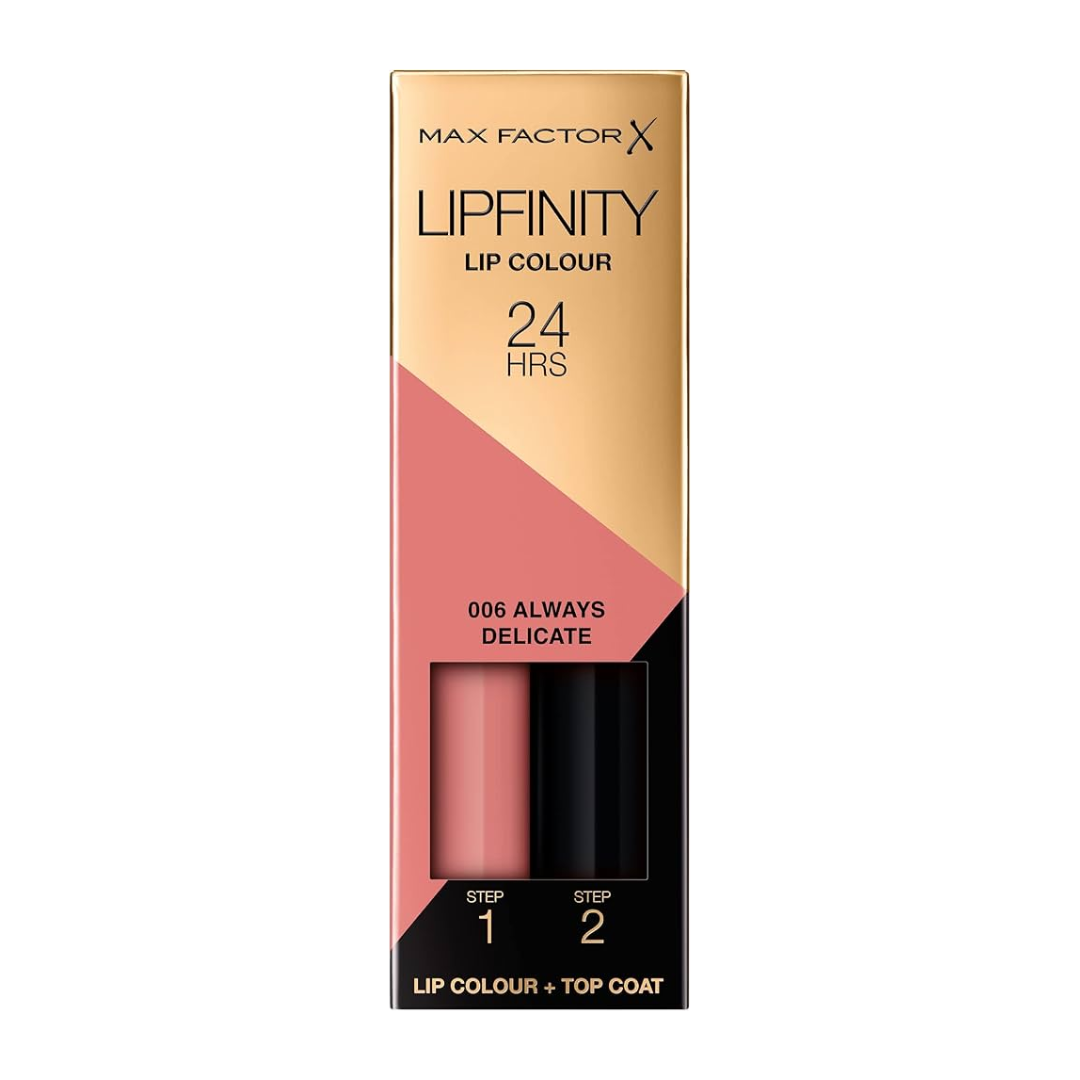 Max Factor Lipfinity Lip Gloss & Top Coat 006 Always Delicate