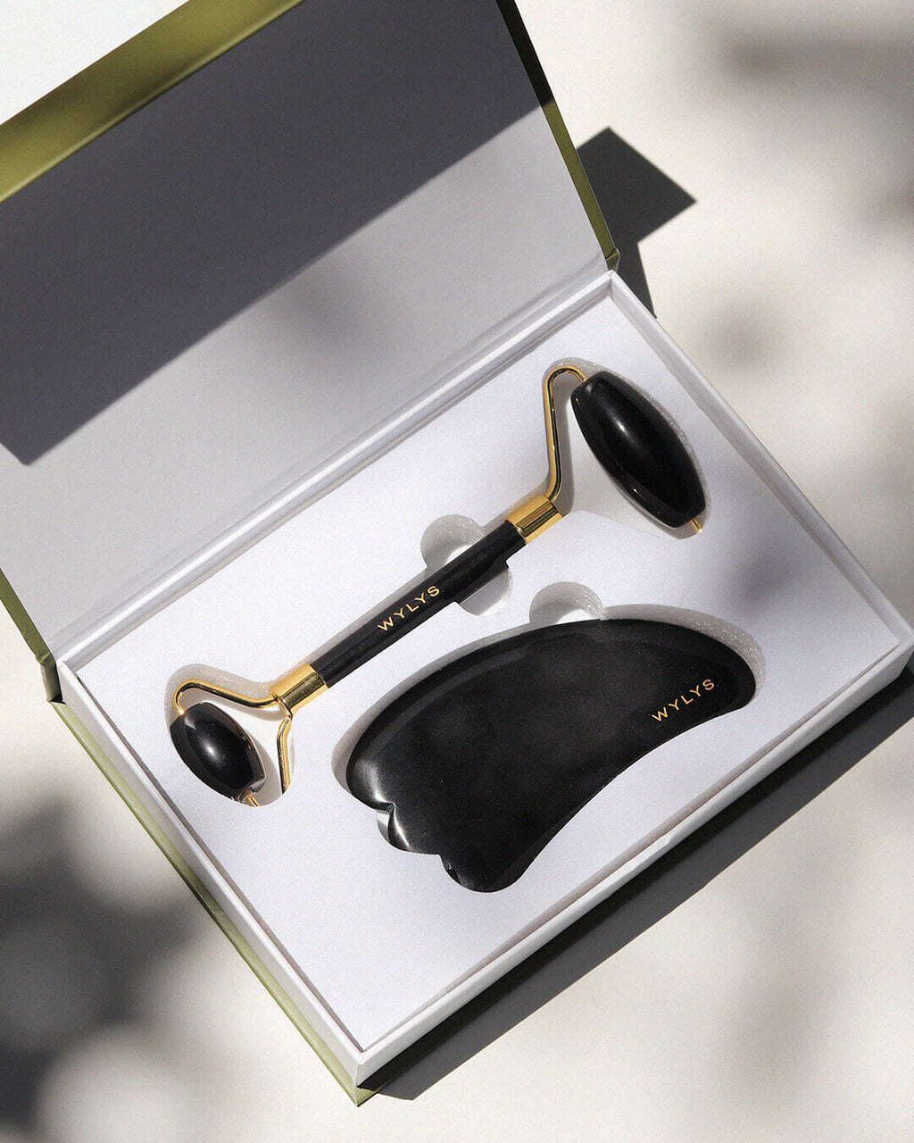 Wylys Black Obsidian Gua Sha + Face Roller Set